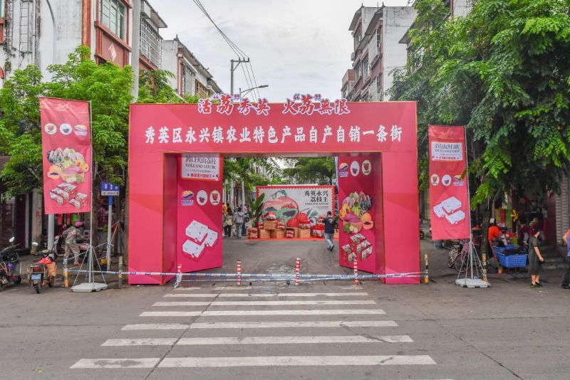 “秀英區(qū)永興鎮(zhèn)農業(yè)特色產品自產自銷一條街”主題市集。  主辦方供圖