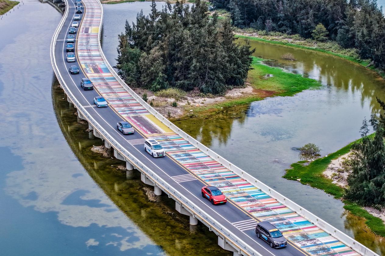 旅游體驗(yàn)賽段車隊(duì)穿梭在彩虹公路。主辦方供圖